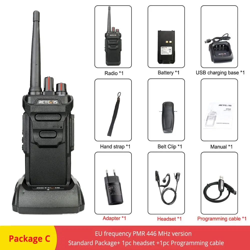 RETEVIS RT48/RT648 IP67 водонепроницаемый Walkie Talkie плавающий PMR радио PMR446/FRS VOX usb зарядка двухстороннее радио для Baofeng UV-9R - Цвет: Package C