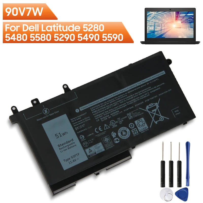 

Original Replacement Laptop Battery 93FTF For Dell Latitude 5280 5480 5580 5290 5490 5590 083XPC 83XPC D4CMT 4YFVG 51wh