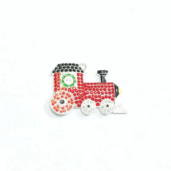 

Newest! 47mm*32mm 10pcs/lot Christmas Train Rhinestone Pendants For Christmas Jewelry Making