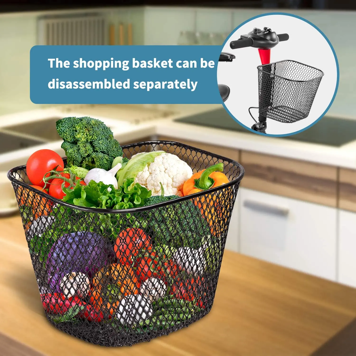 The folding shopping basket can be dismantled separately while maintaining stability.