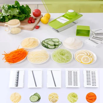 

KOK Mandoline Slicer Manual Vegetable Cutter with 5 Blades Multifunctional Vegetable Cutter Potato Onion Slicers Kitchen Tools