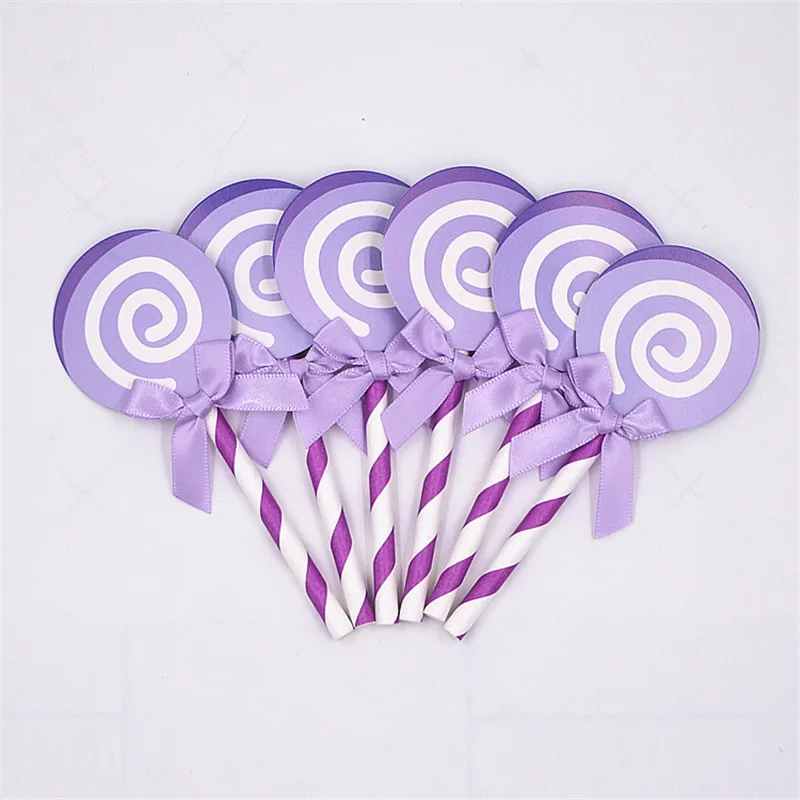 6 шт. милое красочное украшение для именинного торта кекс для украшения детского душа Дети Девочка DIY День рождения Свадебные аксессуары принцессы - Цвет: purple