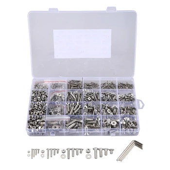 

1220Pcs M2 M3 M4 M5 Carbon Steel Hex Socket Screw Set Flat Round Cap Head Screws Bolts with Hex Wrenches (Silver)
