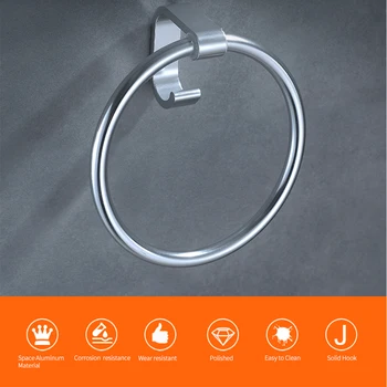 

Hot Bathroom Hardware Towel Ring Round Towel Bar Bath Towel Clothes Hanger Wall Mount Aluminum Towel Rack Holder for Bathroom