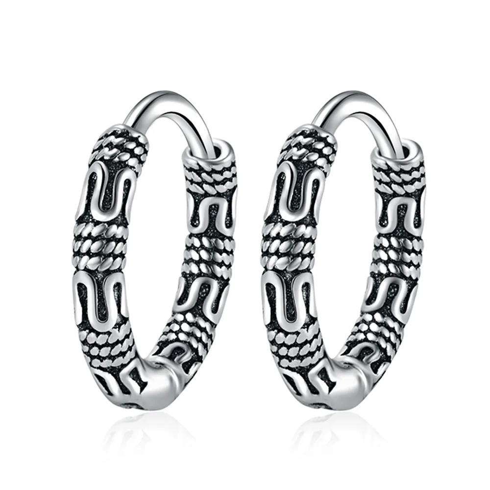 Серьги-кольца унисекс из серебра 925 пробы крупные черные | Украшения и аксессуары