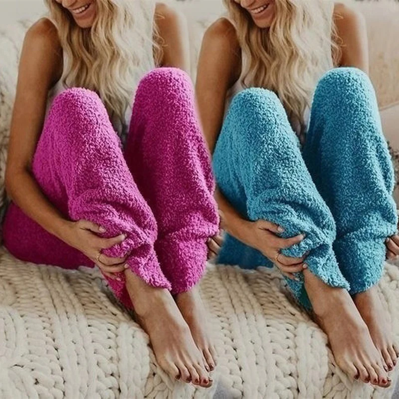 Женские брюки для сна осенние с высокой талией модные зимние однотонные