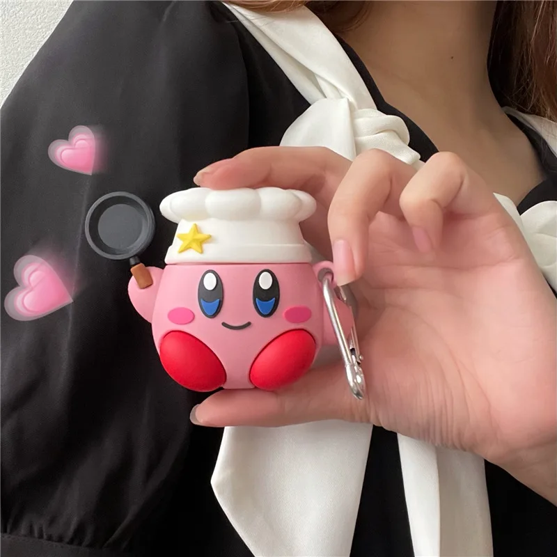 Мягкий силиконовый чехол для беспроводных наушников Kirby Chef Airpods 1 2 Pro чехол-брелок