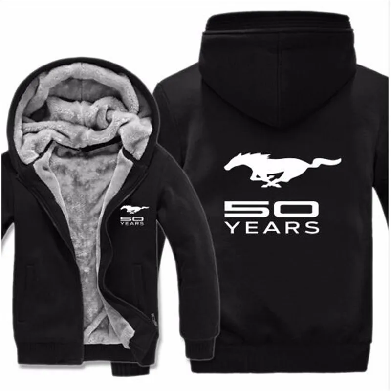 Ford Mustang Hoodies Jacket Winter Mans Unisex Casual Wool Liner Fleece Man Coat Mustang 50 Years Sweatshirts Pullover
