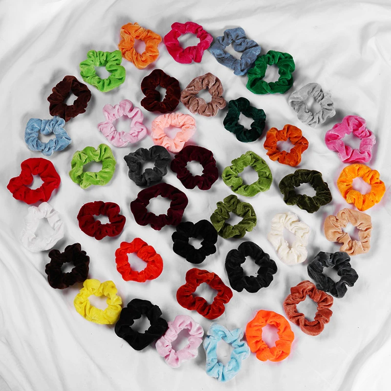40pcs 10/20/40/50 шт. резинка для волос Бархатные эластичные резинки для волос резинка для волос резинки для волос веревки, обтянутая тканью для Для женщин нарисованной длинноволосой девочкой, аксессуары - Цвет: 40pcs