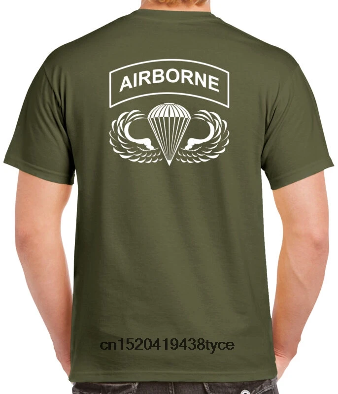 Хит продаж Мужская футболка Airborne 2-сторонняя Футболка-82-101-й десантник-0027-2(1)