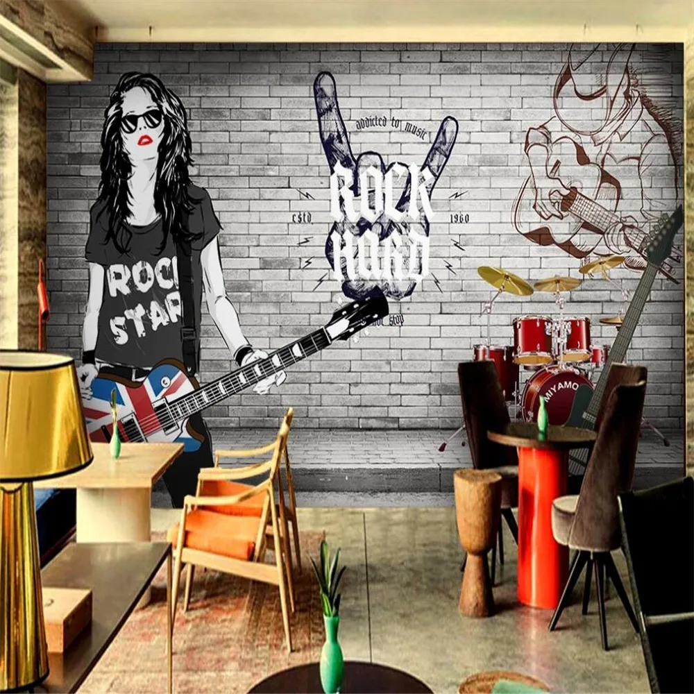 

Drop Shipping Custom 3D Wallpaper Mural Rock Graffiti Stereo Brick Wall Wall Decoration Painting Wallpaper Illustration