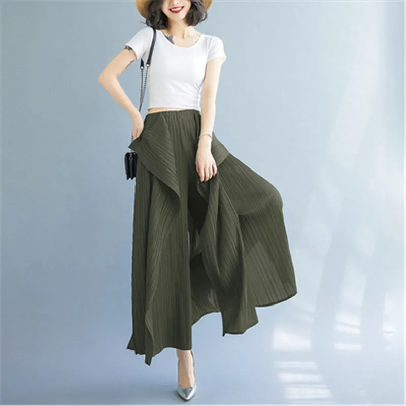 Miyake Pleated Wide-leg Pants for Women, Casual Loose Pants, Nine-point  Design, Sense Fashion, Temperament PLEATS, Summer, New - AliExpress