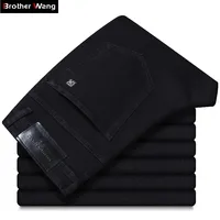 2023 Summer New Men's Black Straight Thin Jeans Advanced Stretch Loose Business Casual Trousers Male Brand Pants Plus Size 42 44 1