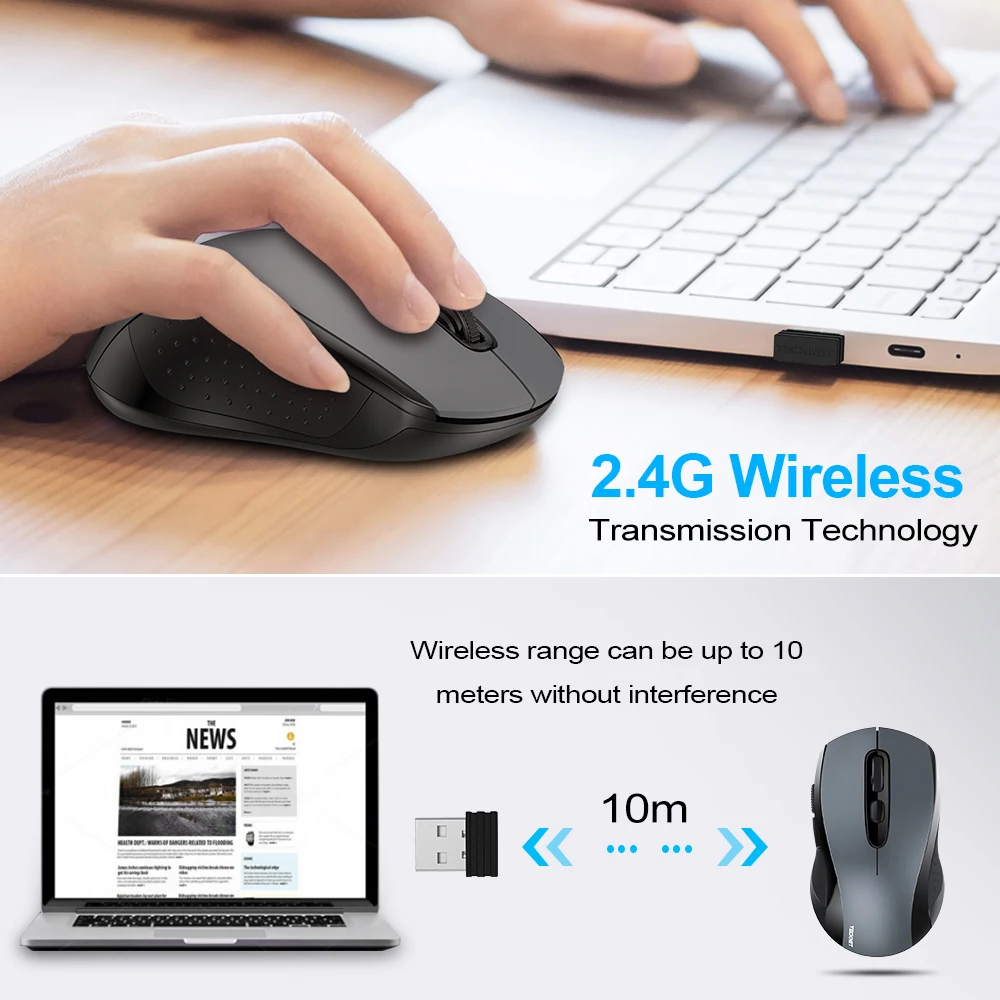TeckNet 2 0 USB Беспроводная мышь компьютер с 4G беспроводной приемник мыши 2000DPI 10M супер