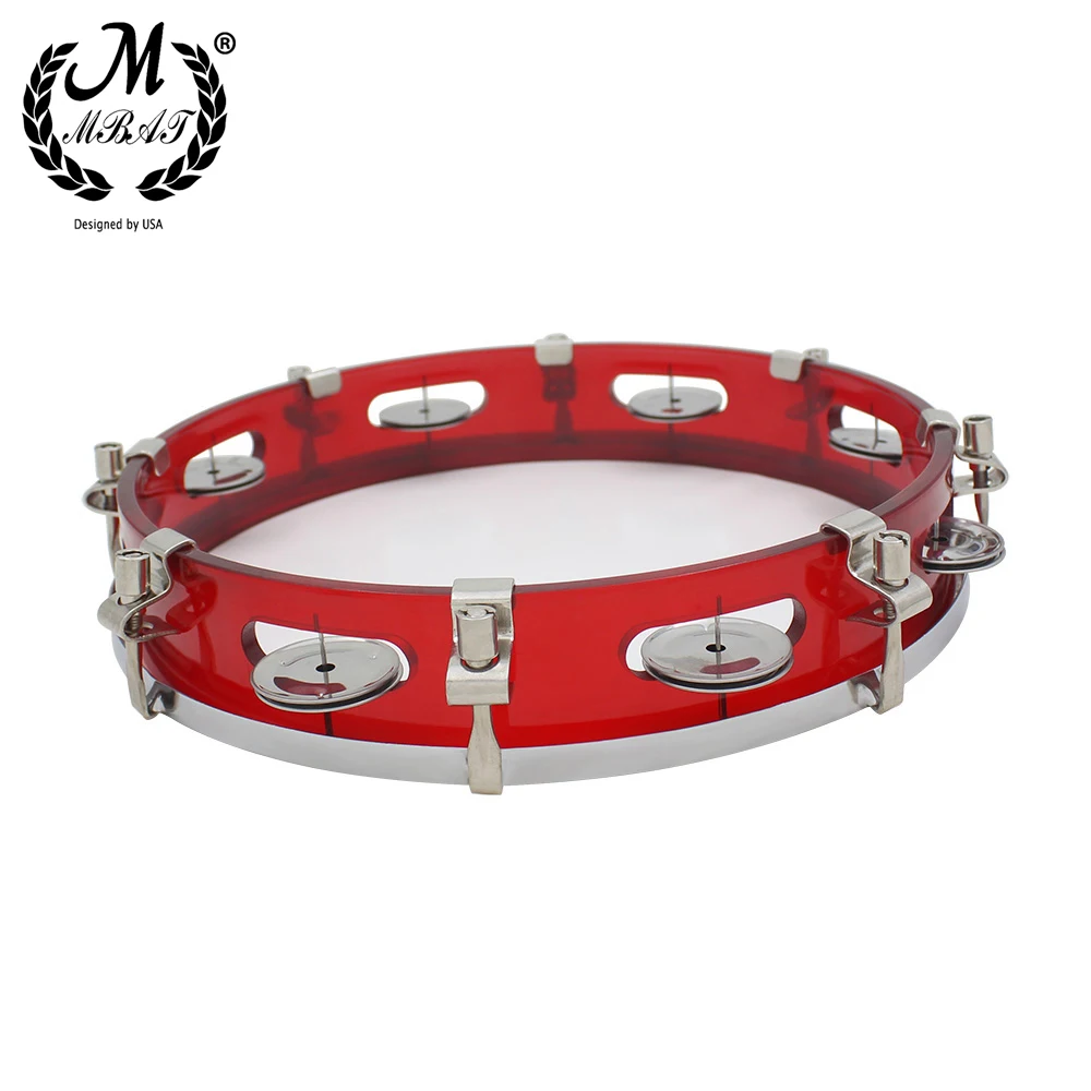 M MBAT Adjustable Tambourine Percussion Instrument Red Hand Drum With Jingle Bells Kids Music Gifts Children's Educational Toys