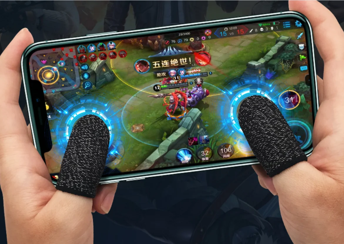 

Size M Ultra-thin gaming finger cot for Anti-slip and sweat-proof touch screen walking artifact game 1 pair