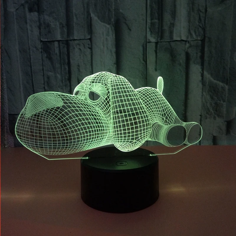 Топ-собака лампа 3D ночной Светильник детские игрушки светодиодный 3D Пресс настольная лампа 7 цветов мигающий светодиодный светильник рождественские украшения для дома