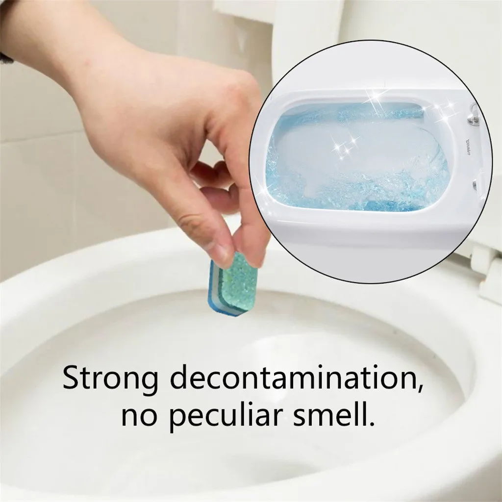 5Pcs Automatic Bleach Toilet Bowl Tank Cleaner Blue Tablets Flush