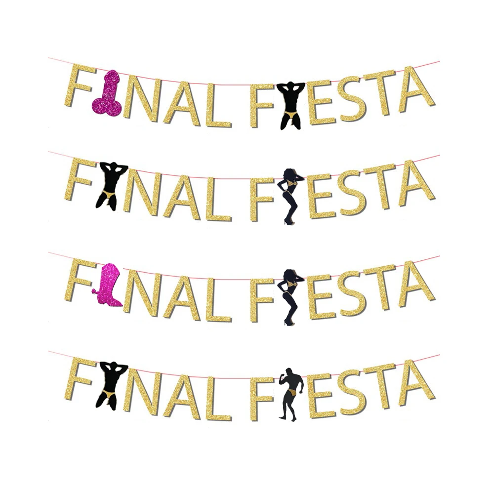 

3m Glitter Final Fiesta Banner Garlands Bride To Be Bridal Shower Bachelorette Party Decorations Hen Night Wedding Decoration