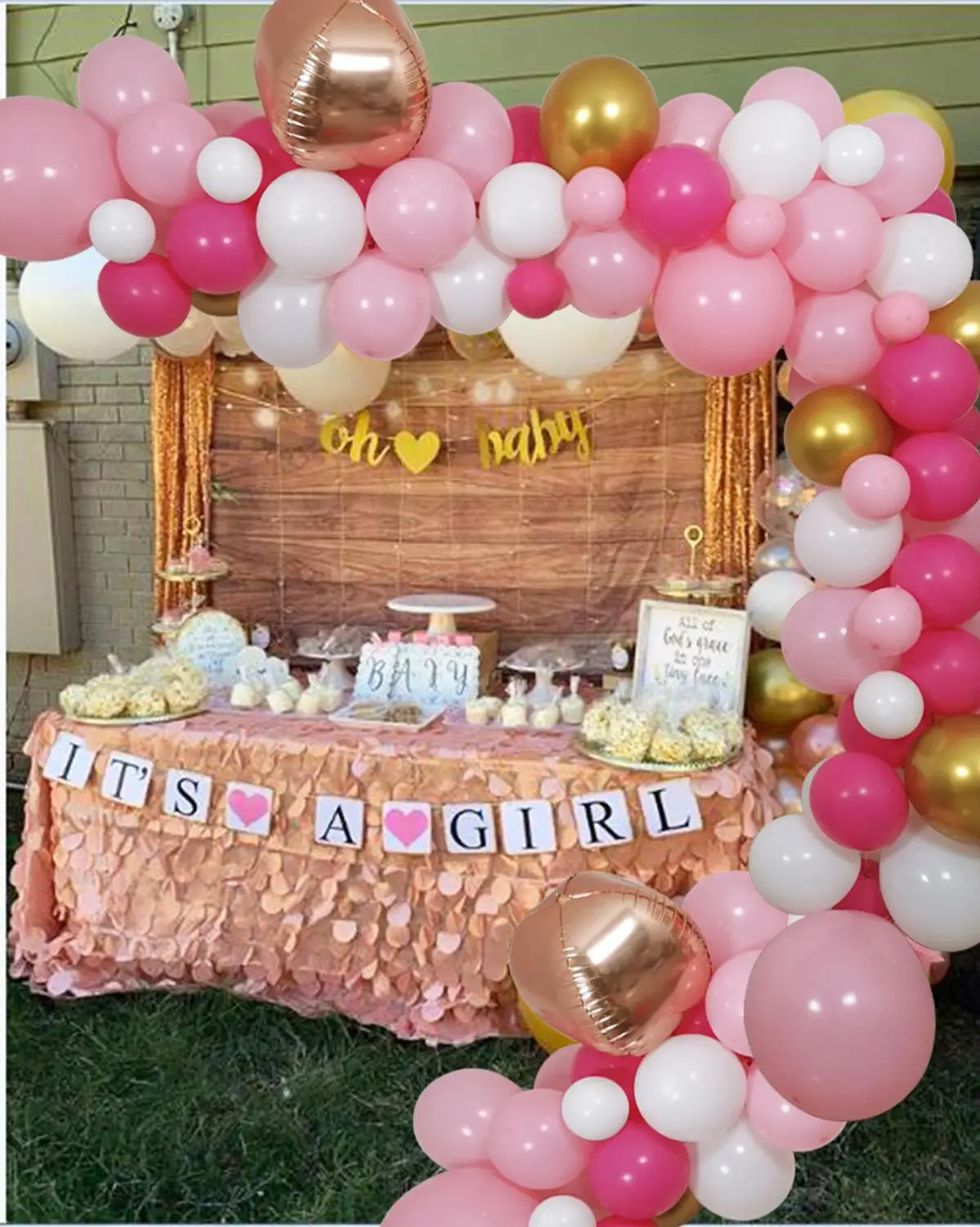 142 шт., Детские вечерние шары для девочек, Decoratios, золотые, розовые, белые, розовые, золотые, 12 Дюймов, 5 дюймов, 22 дюйма, воздушные шары, большие, 4D, майларовые шары