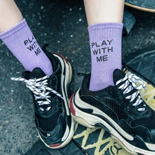 1 пара теплых носков с забавными надписями; сезон осень-зима; носки с юмором; стильные хлопковые носки для девочек; красивые белые Повседневные носки в стиле Харадзюку