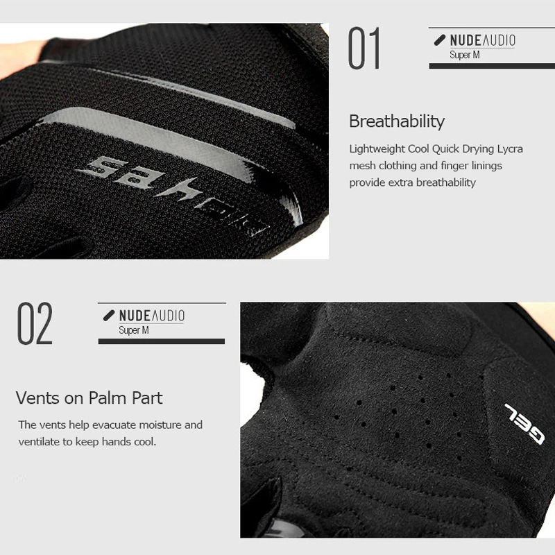 Sahoo 41914 Summer Breathable Non-slip Half Finger Cycling Bike Bicycle Gloves Mittens Silicone Gel Padded For Gym Fitness
