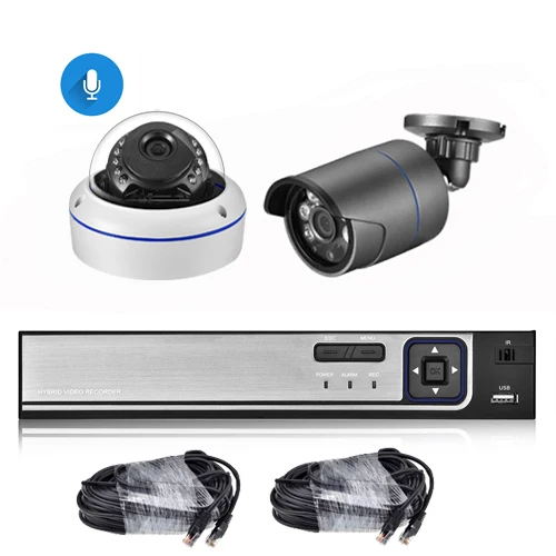 AZISHN H.265 8CH 4MP POE NVR комплект аудио система видеонаблюдения 4.0MP металлическая ip-камера безопасности P2P комплект видеонаблюдения 60ft RJ45 кабель - Цвет: NVR  2Camera 2cable