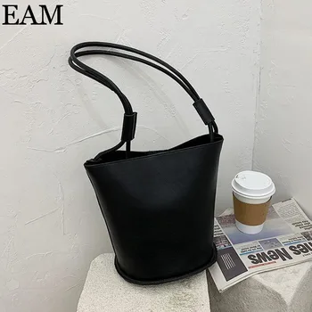 

[EAM] Simple Large Bucket PU Leather Crossbody Bags For Women 2020 Branded Daily Shoulder Bag Handbags Trending Hand Bag 8B198