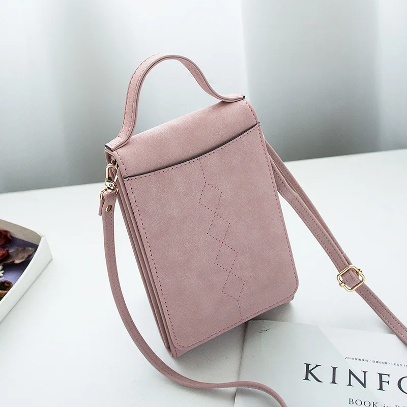 Новая модная сумка для телефона из искусственной кожи, женская сумка через плечо, кошелек для монет, вместительная Минималистичная Портативная сумка-мессенджер - Цвет: 912 pink