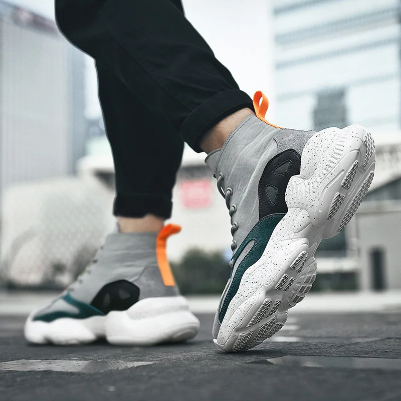 

High Shoes Men Trendy Shoes Autumn MEN'S SHOES Versatile Trend Mid-top Sport Sneakers High State Casual Korean-style MEN'S SHOES