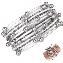 Женский браслет, сплав, магнитная застежка, многослойный кожаный браслет, плетеный браслет, манжета, браслет, ручная работа, ювелирное изделие для женщин и девушек