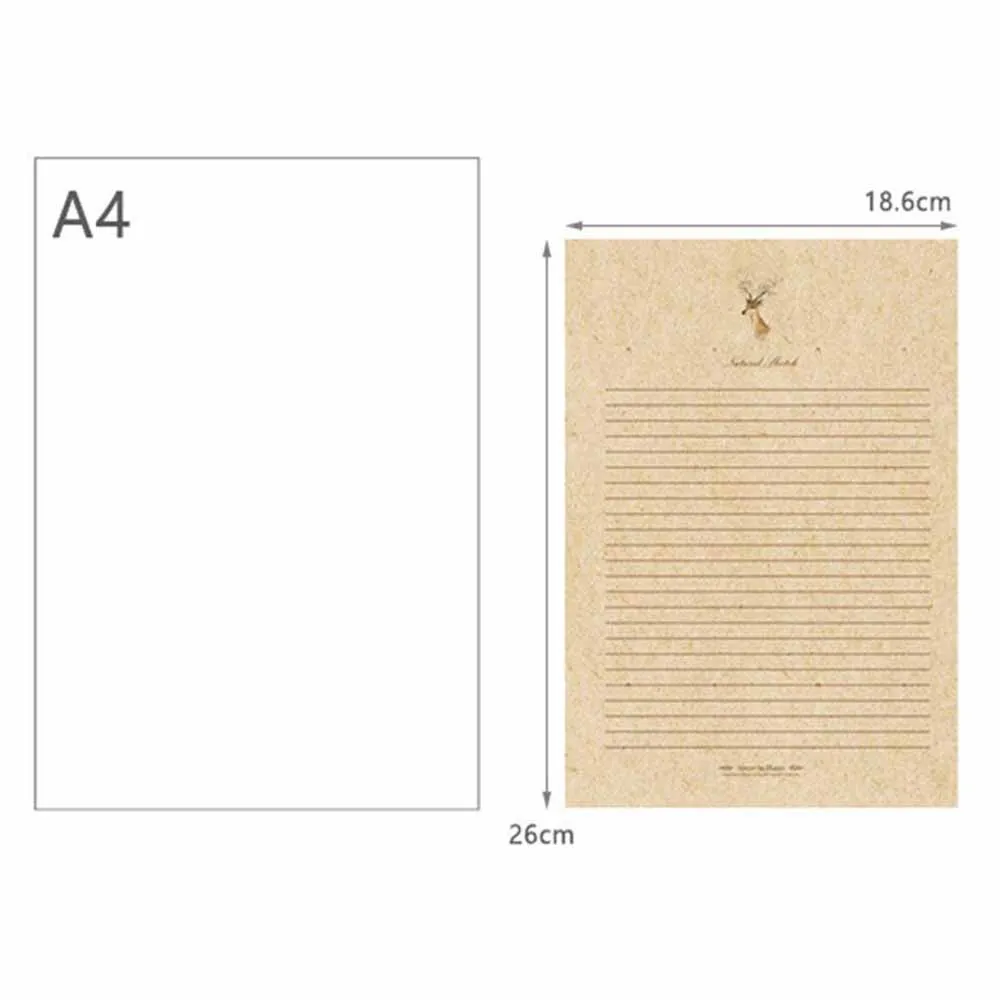 XRHYY 6 шт., винтажная бумага для письма с оленем и конвертами, ретро набор, крафт-бумага для письма, винтажный набор бумаги с буквами