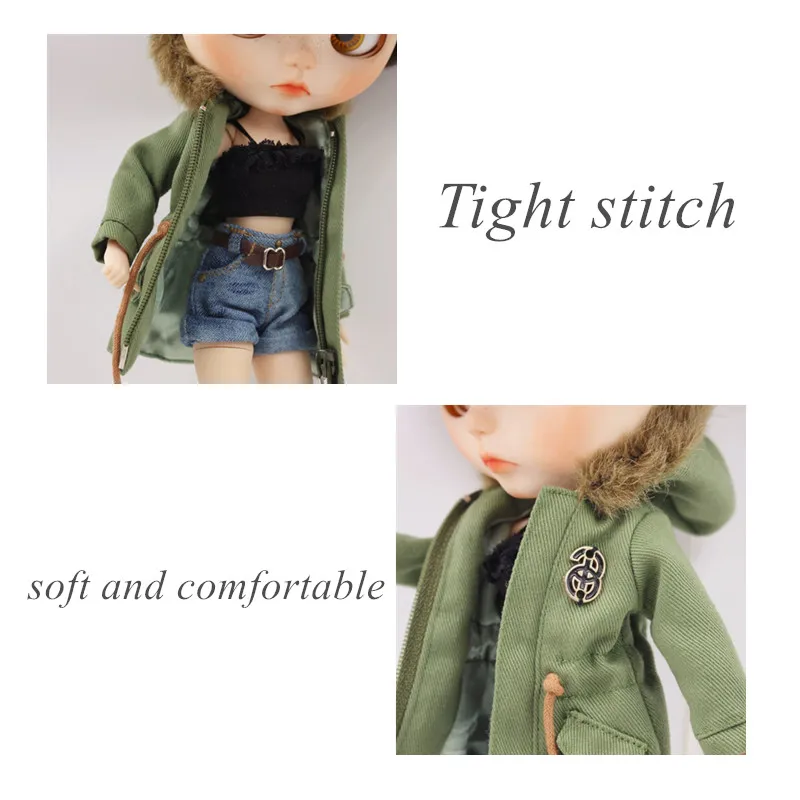 Fortune Days Профессиональный Mathilda зеленый армейский пиджак, джинсовые шорты, черный кружевной бюстгальтер костюм подходит blyth кукла ледяная кукла Licca