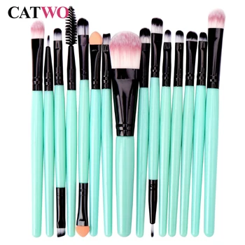 

Catwo 15Pcs Makeup Brushes Set Eye Shadow Foundation Powder Eyelash Make Up Brush Cosmetic Beauty Tool Kit Hot Free Shipping