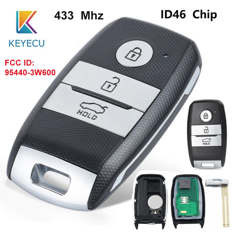 KEYECUNew Замена дистанционный смарт ключ-брелок 3 кнопки 433 МГц ID46 чип для Kia K5 Sportsge FCC ID: 95440-3W600