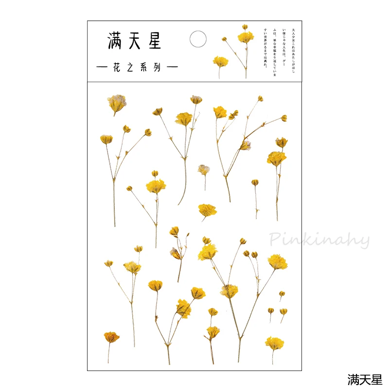 ПЭТ ромашка Ирис эвкалипта Глобус цветок серия пуля журнал Декоративные Канцелярские наклейки Скрапбукинг DIY дневник альбом палка - Цвет: 9