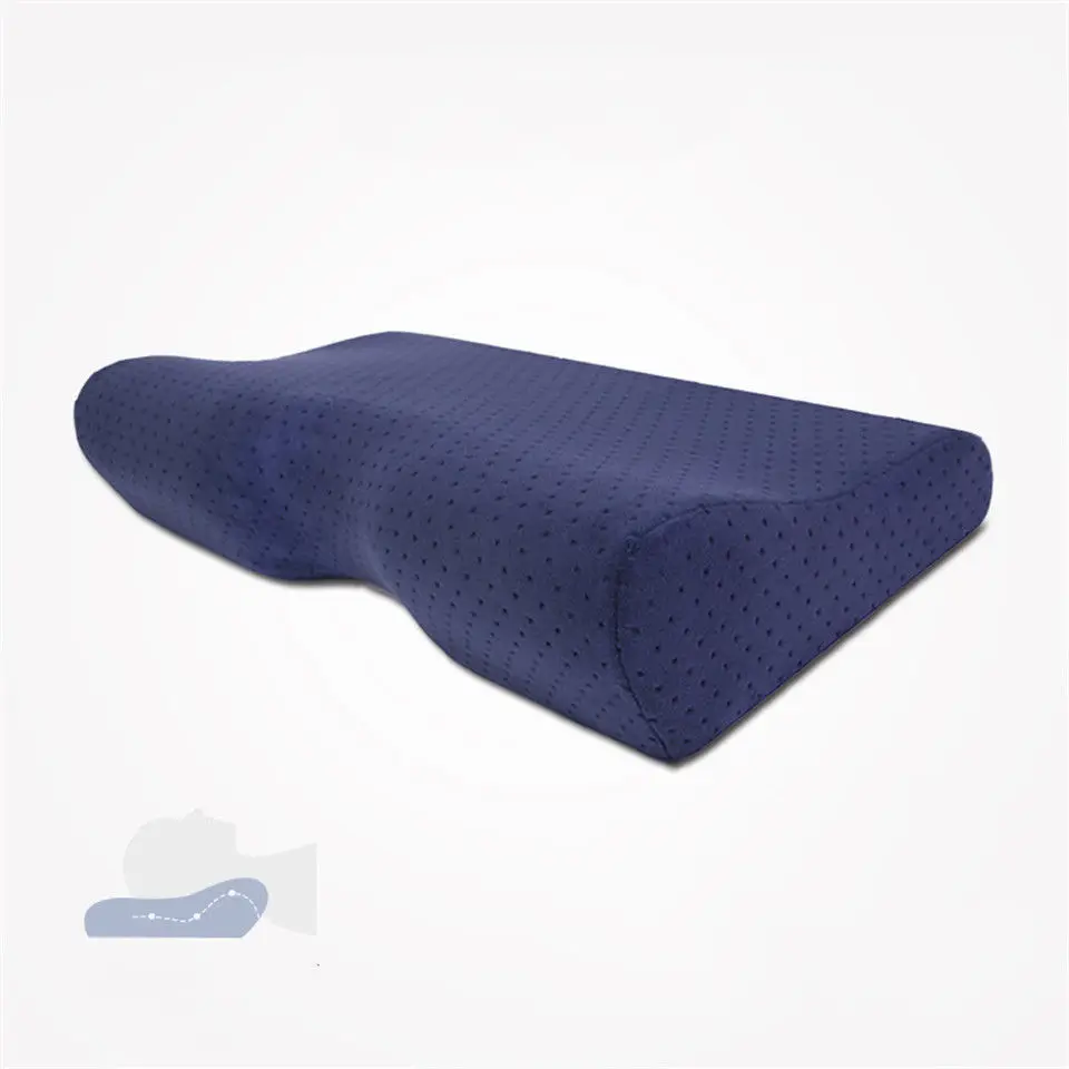 Navy Velvet Ортопедическая подушка в форме бабочки для сна, Шейная подушка, медленный отскок, подушка для кровати с эффектом памяти, Массажная подушка для здоровья, для дома, для ухода за шеей - Цвет: Navy Velvet