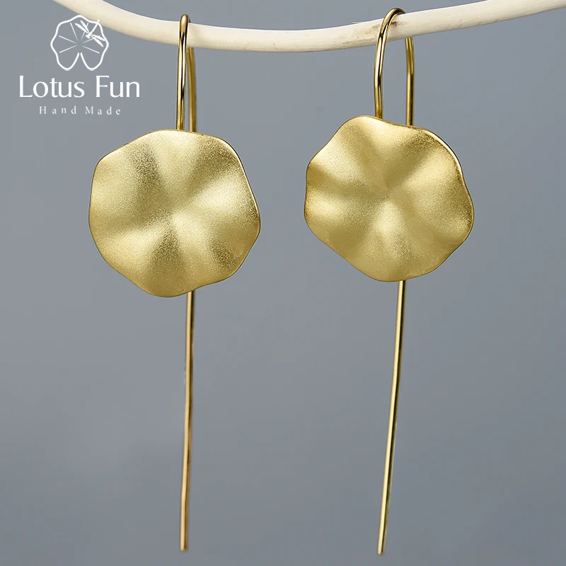Женские серьги-подвески листики Lotus Fun изящные серьги из серебра 925 пробы 18k |