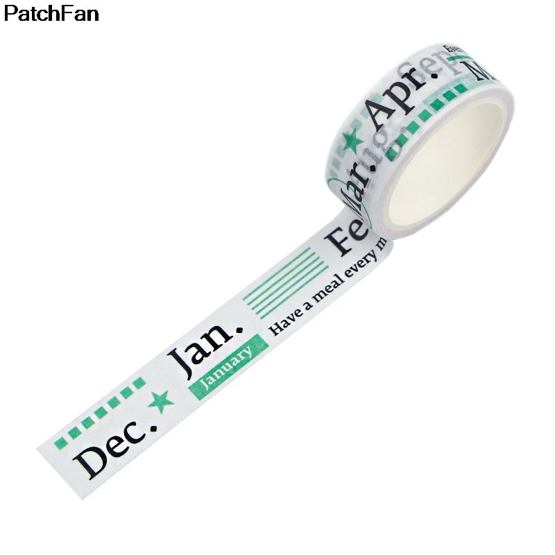 20 шт./лот Patchfan 12 месяцев план DIY Скрапбукинг липкий клей Васи бумага маскирующая лента печатные наклейки A2681