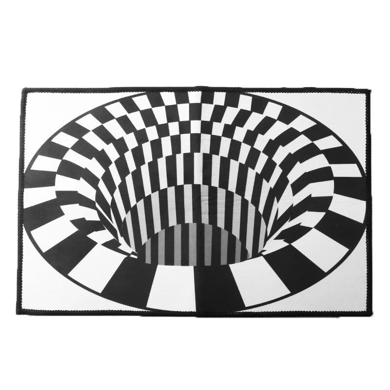 3D ковры Роскошный Коврик Белый Черный абстрактный геометрический оптический Иллюзия нескользящие для ванной комнаты гостиной ковер Decoraiton