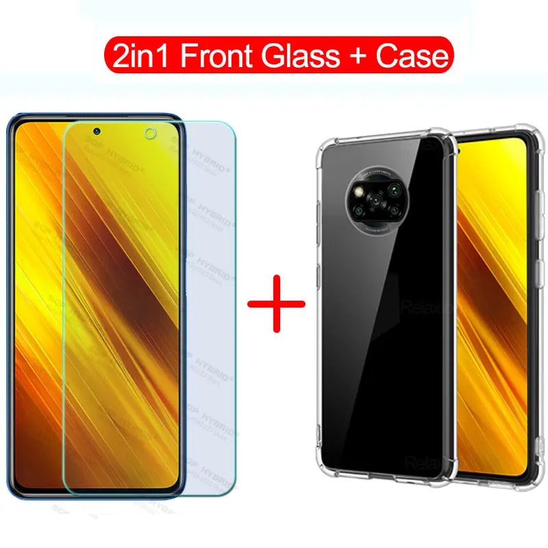 xiaomi leather case hard Trong Suốt Clear TPU Ốp Lưng Silicone Cho Xiaomi Poco X3 NFC Kính Cường Lực Cho Pocophone X3 Pocox3 Bảo Vệ Camera Phim Shield xiaomi leather case custom Cases For Xiaomi