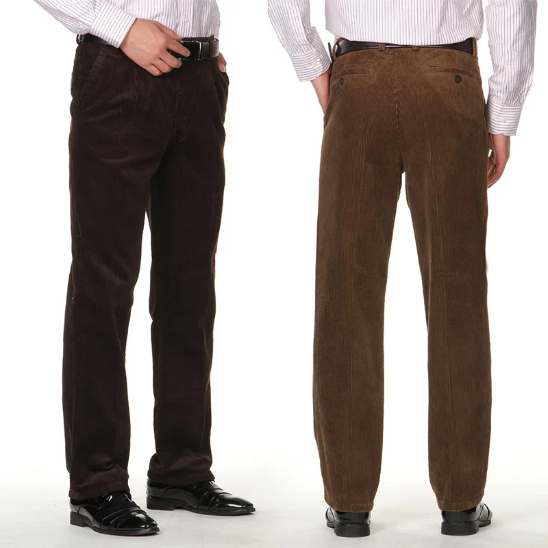 

MEN'S Casual Pants Autumn And Winter New Style Corduroy Loose Straight Daddy Clothes Middle-aged Business Striped Pants