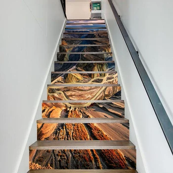 

13 Pcs Self Adhesive Mountain Beautiful Decal PVC Waterproof Home Decor Suit for Steel Stair Paper DIY Living Room Print Sticker