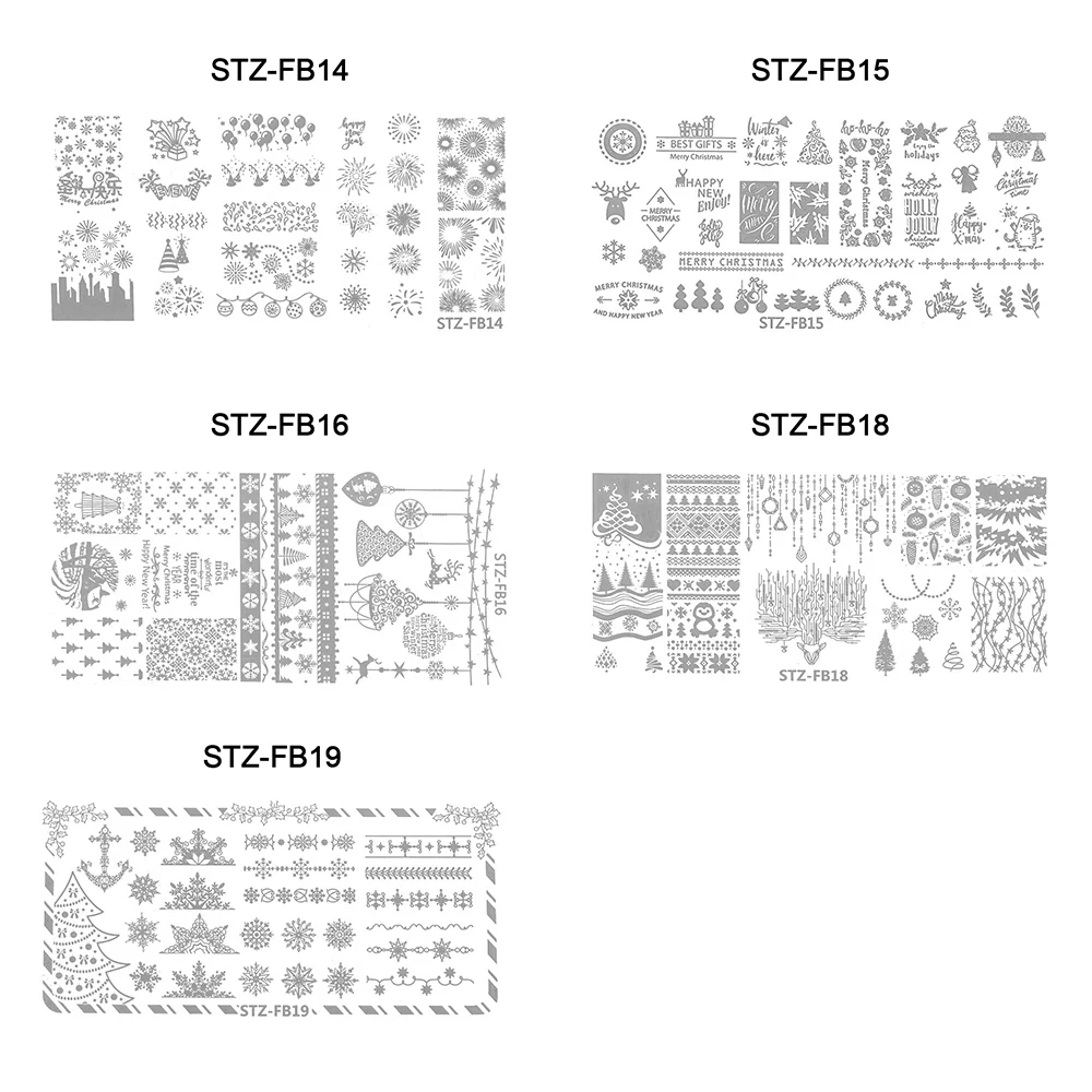 Christmas Nail Stamping Template Snowflakes Maple Leaf Geometry Image Manicure Polish Stencils Nail Art Stamp Plates