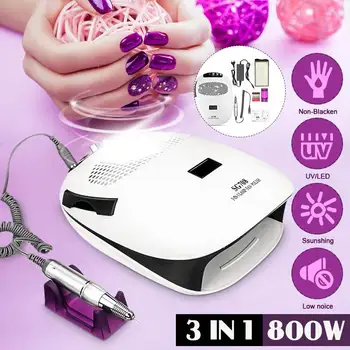 

3 IN 1 35000RPM Nail Dust Collector with 2 Fan Pro Nail Art UV Lamp Dust Suction Collector Vacuum Cleaner Manicure Tool with Bag