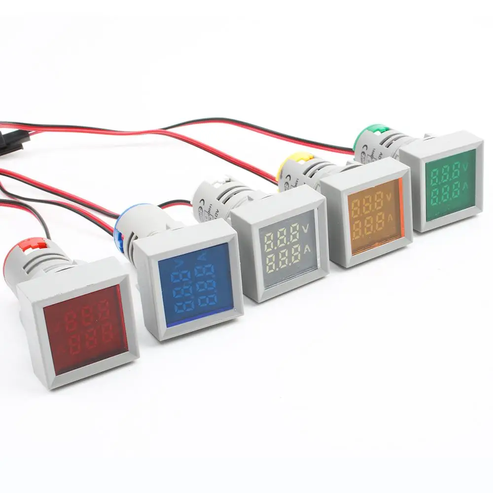DANIU 22 мм AC50-500V 0-100A Мини цифровой квадратный вольтметр амперметр вольтметр тестер напряжения двойной светодиодный светильник
