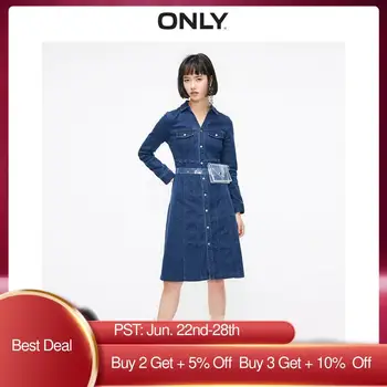 

ONLY Women's Slim Fit A-line High-rise Long-sleeved Denim Dress | 119142531