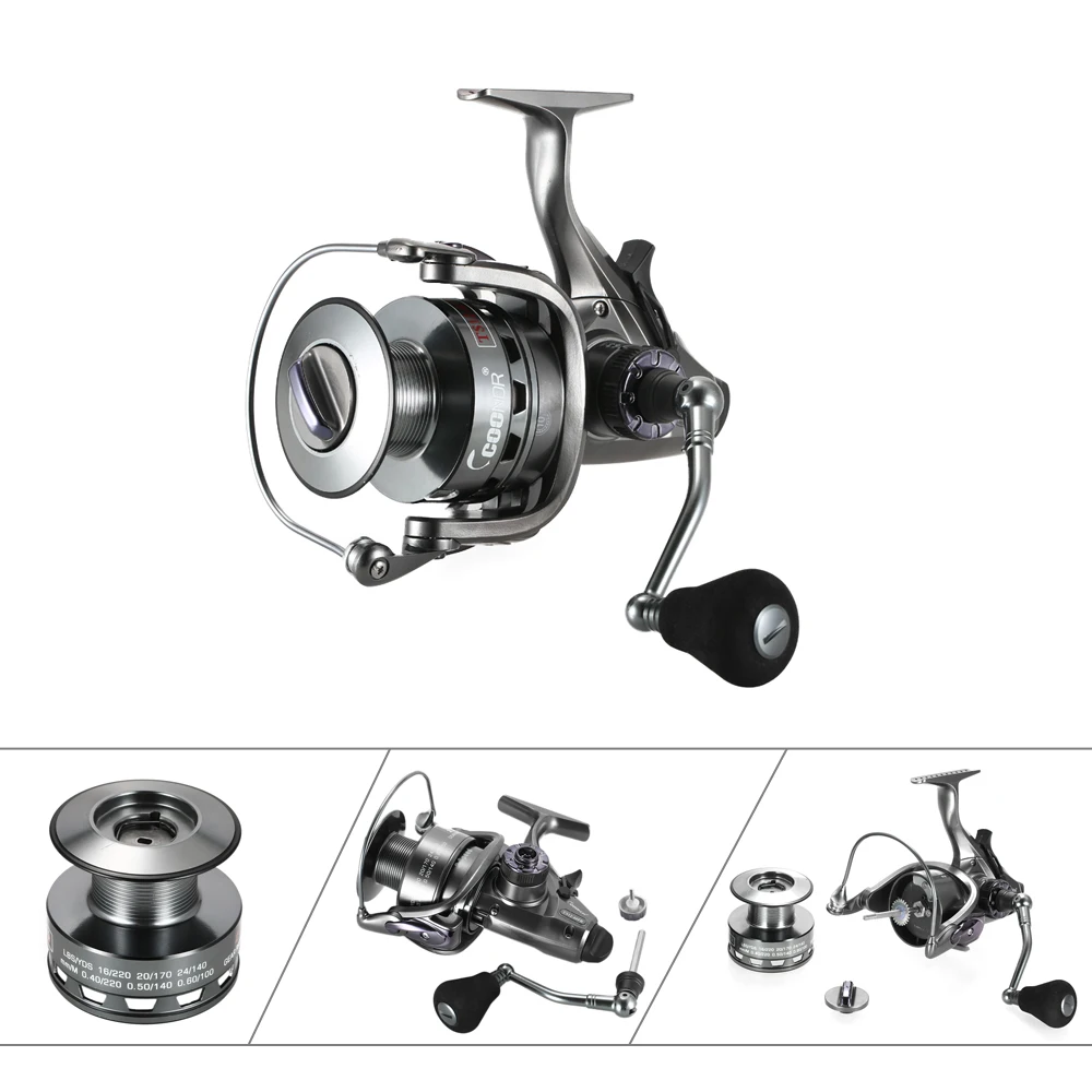 

Hot New TS12-60FR Carp Fishing Spinning Reel 4.3:1/6.3:1Two-Speed Gear Ratio 10+1BB Drag Front and Rear Drag Pesca carretilha