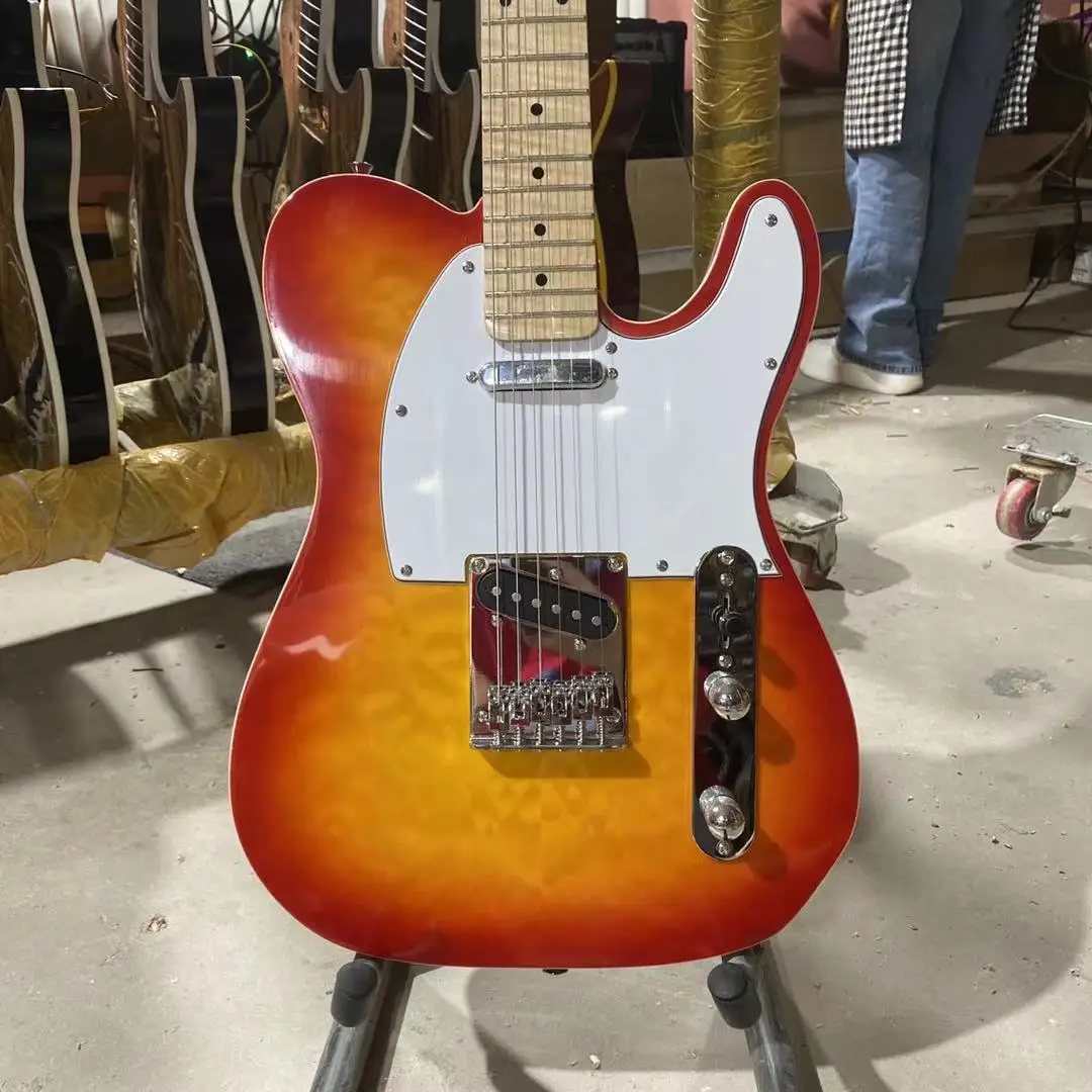 Tele электрическая гитара цвета вишни Sunburst корпус из липы облако клен Топ кленовый