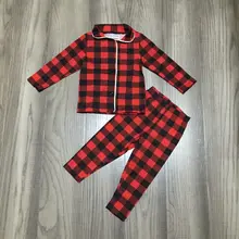 Зимняя одежда для маленьких детей; теплая одежда для детей; реглан в красную и черную клетку с красными и черными клетчатыми брюками